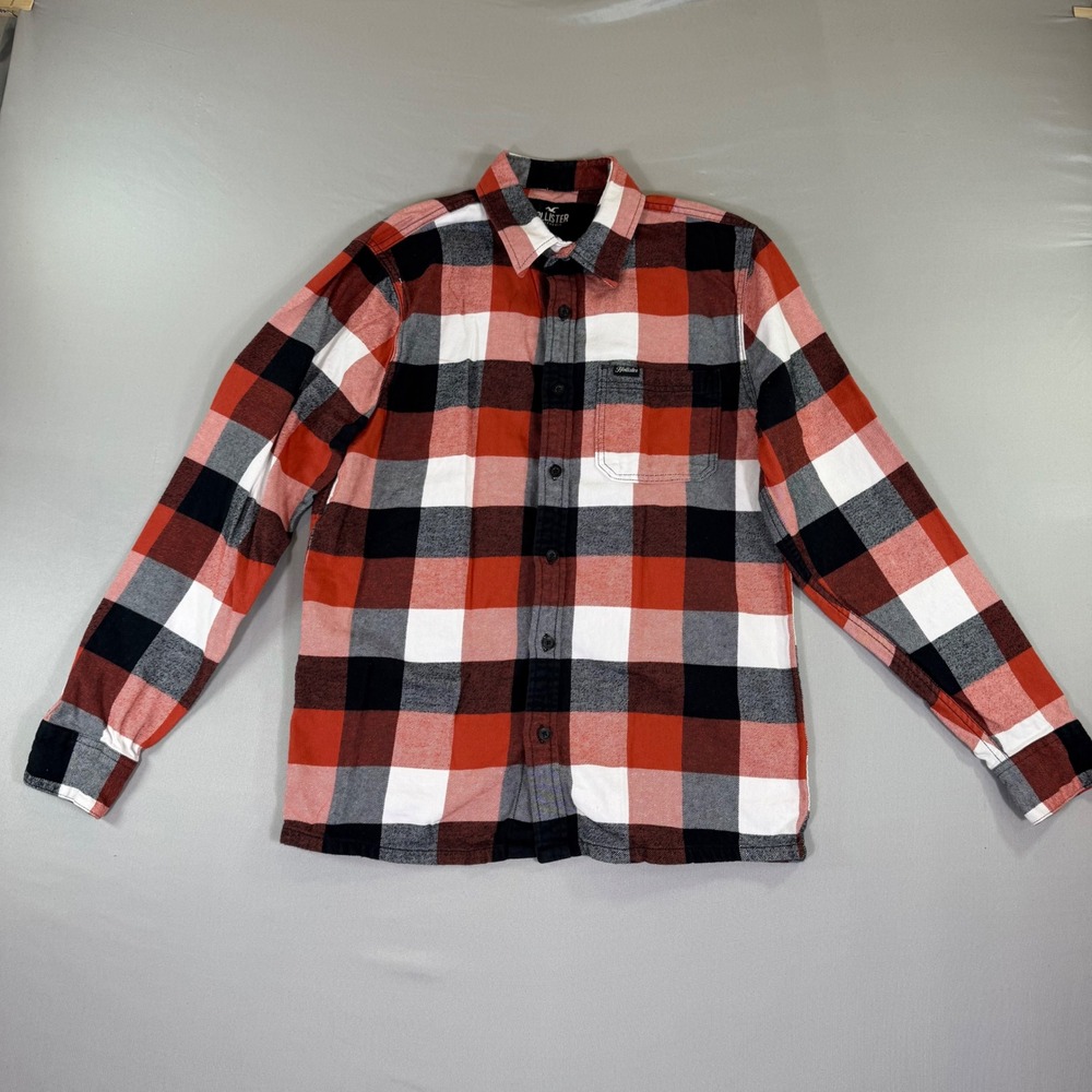 Hollister Mens Flannel Shirt Medium Buffalo Plaid Button Down Grunge Cabin Fall